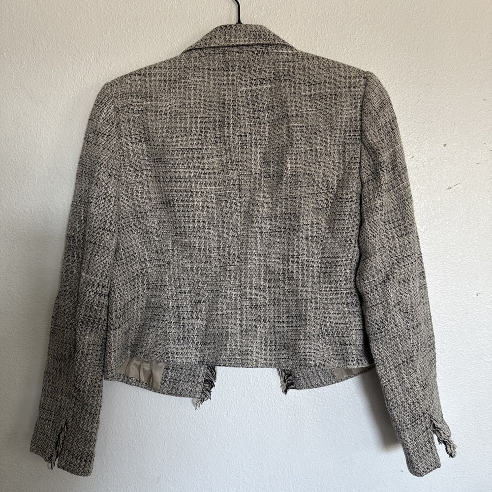 Alfani Black & White Tweed Wool‎ Blend Structured Blazer Jacket size 10P - Picture 6 of 8